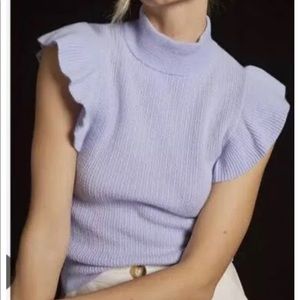 Anthropologie Maeve Lilac Ruffle Cashmere Sweater Tank NEW XS $148